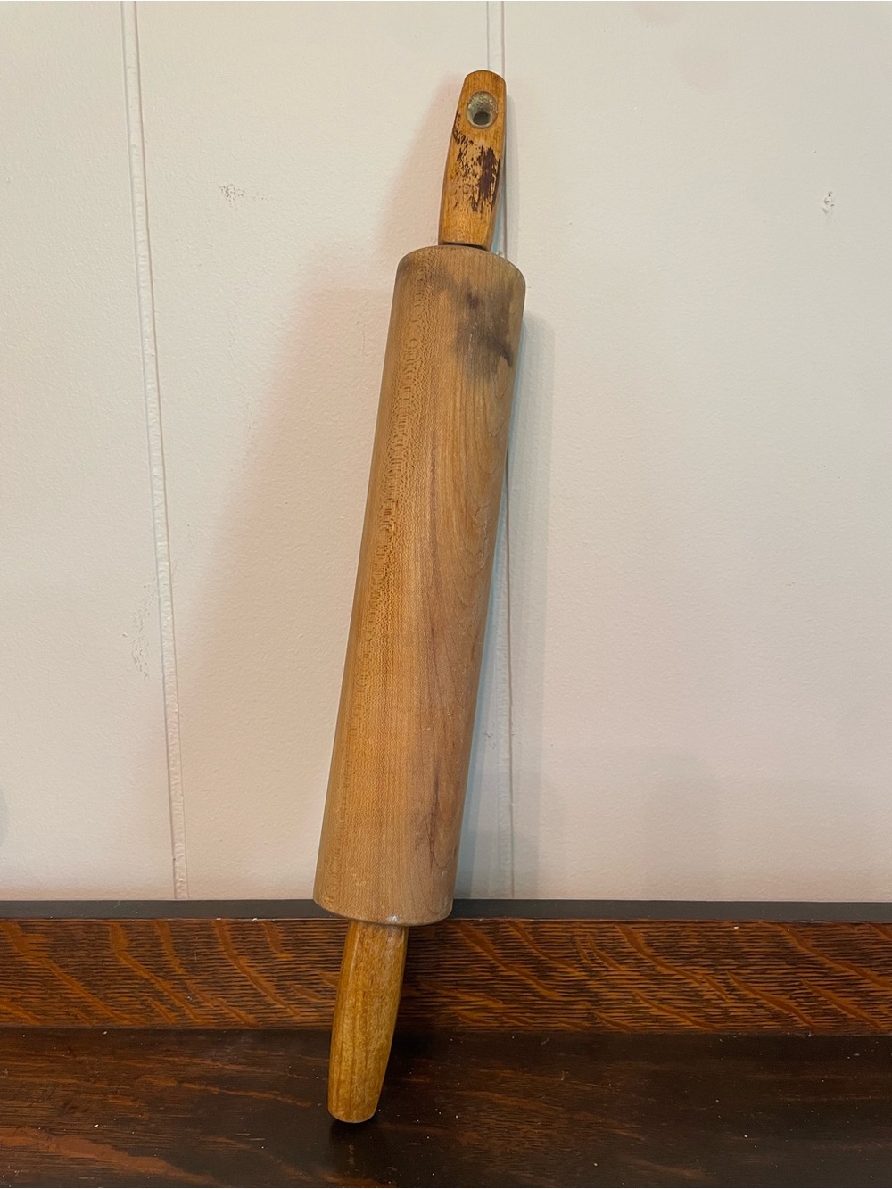 VINTAGE Wooden Rolling Pin in Natural Brown